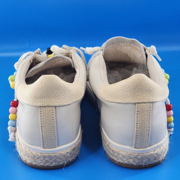 DOLCE VITA Project Zoe Pride Sandstone Raffia Beaded Leather Sneaker Cream - Picture 6 of 10